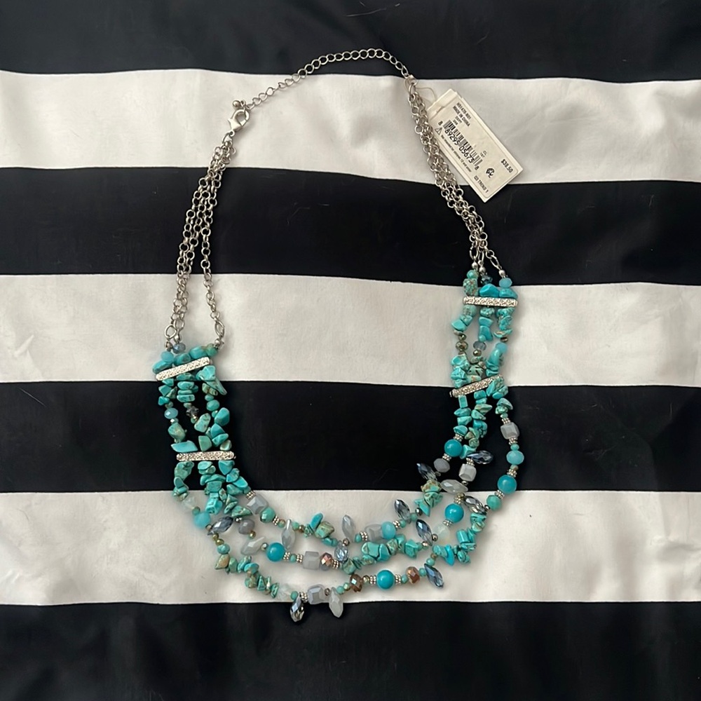 🆕 NWT Macy’s Blue Teal Turquoise Beaded Necklace